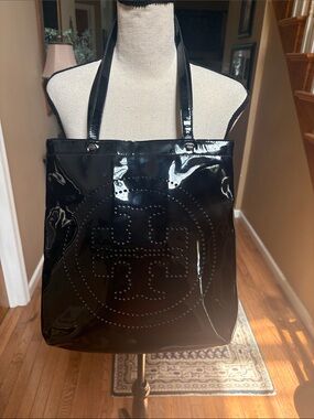 Tory Burch Black Patent Tote Bag